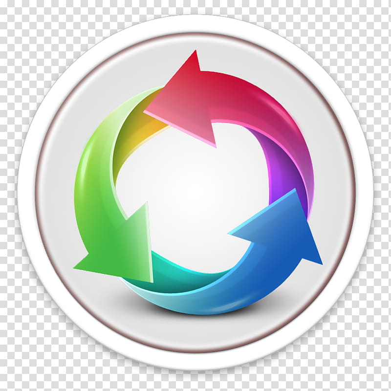 ORB OS X Icon, red, blue, and green recycle logo transparent.