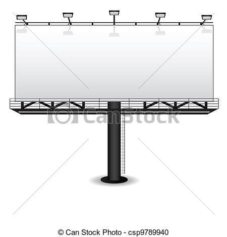 Vector Clipart of Outdoor advertising billboard isolated on white.
