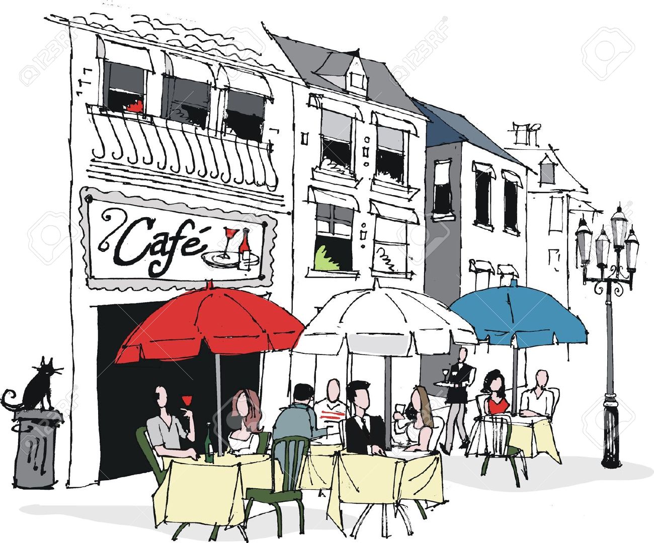 Outdoor cafe clipart.