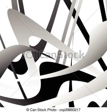 Vector Clip Art of Overlapping random curved lines / shapes.