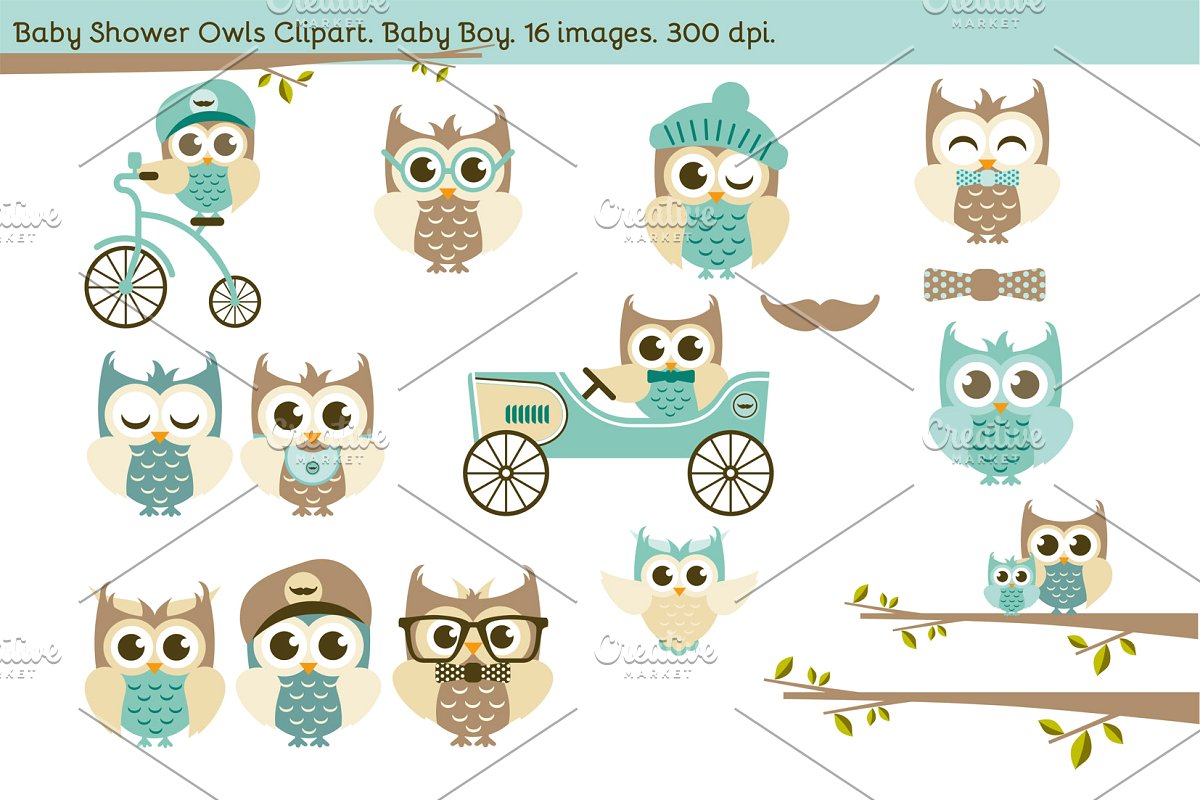 Baby Shower Owls. Baby Boy..