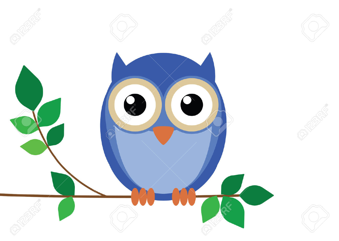 Wise Old Owl Sat On A Tree Branch Royalty Free Cliparts, Vectors.