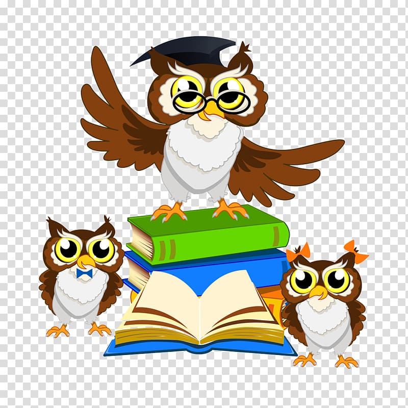 Owls and books , Owl , A lecture Owl transparent background.