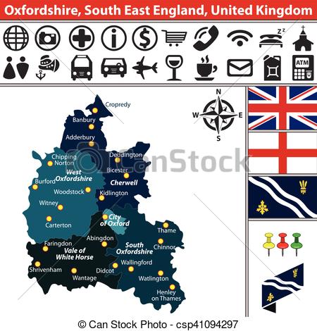 EPS Vectors of Oxfordshire, South East England, UK.