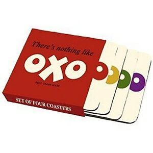 Details about OXO logo set of four cork backed drinks coasters (hb).