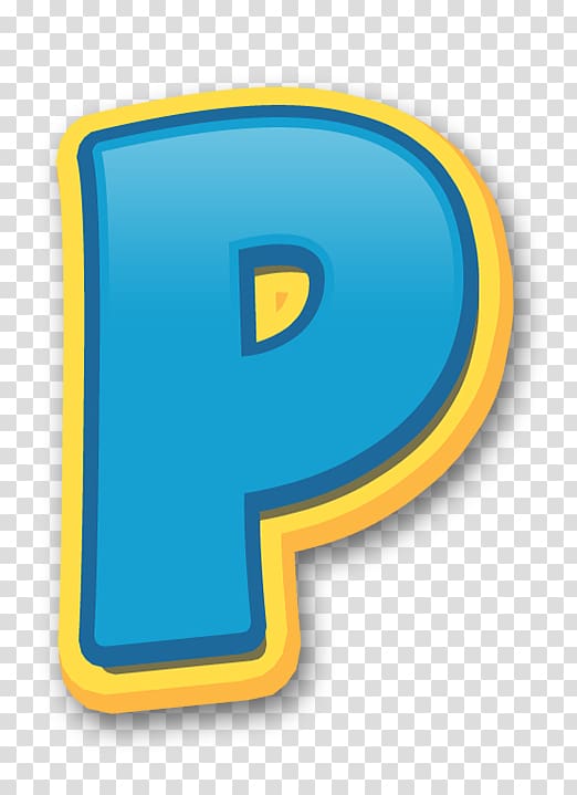 Yellow and blue letter p logo, Letter Alphabet Patrol.