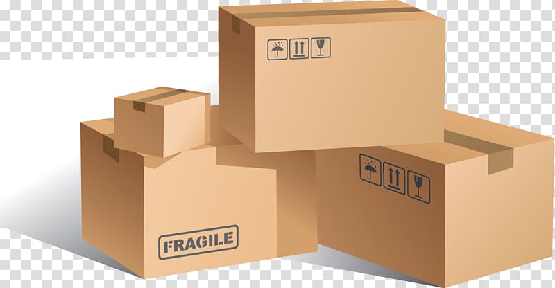 Four brown cardboard boxes illustration, Paper Cardboard box.