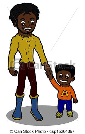 EPS Vectors of Father and son cartoon.
