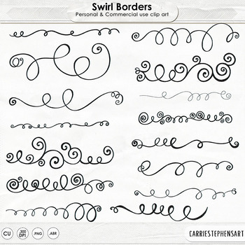 Decorative Swirl Page Dividers Accents, Flourish Borders.