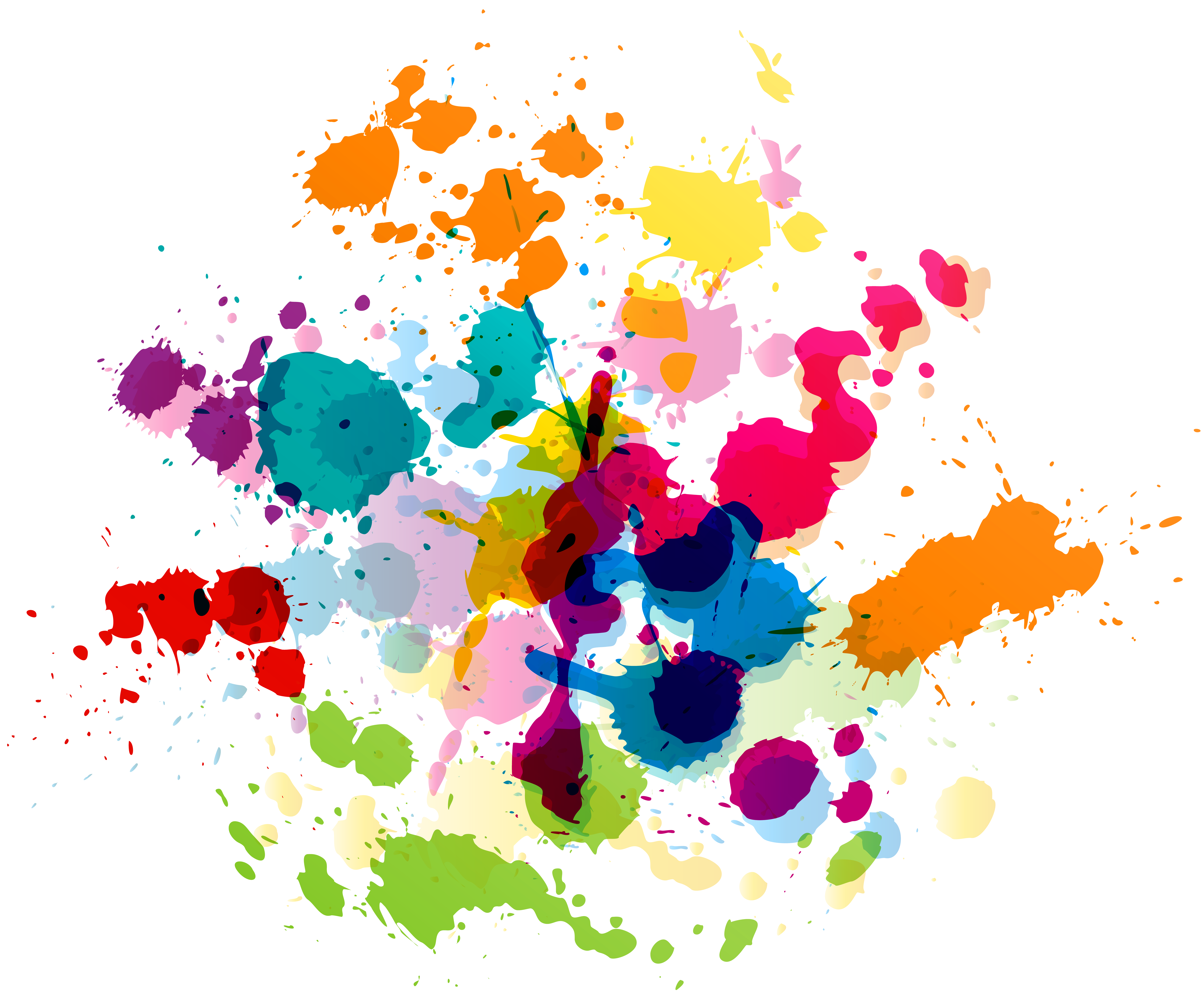 Colorful Paint Splatter Transparent Clip Art Image.