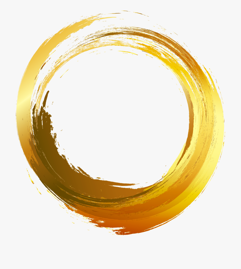 Gold Painted Vector Brush Ink Circle Painting Clipart.