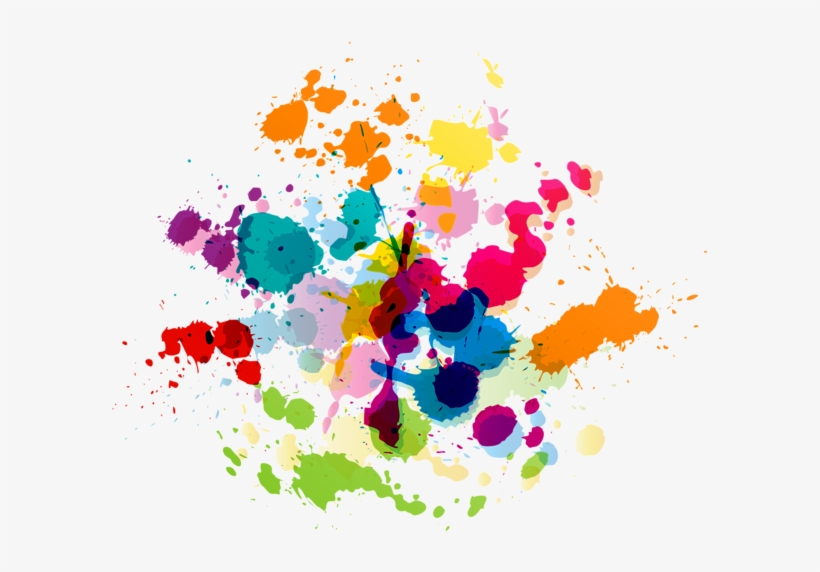 Colorful Paint Splatter Transparent Clip Art Image.