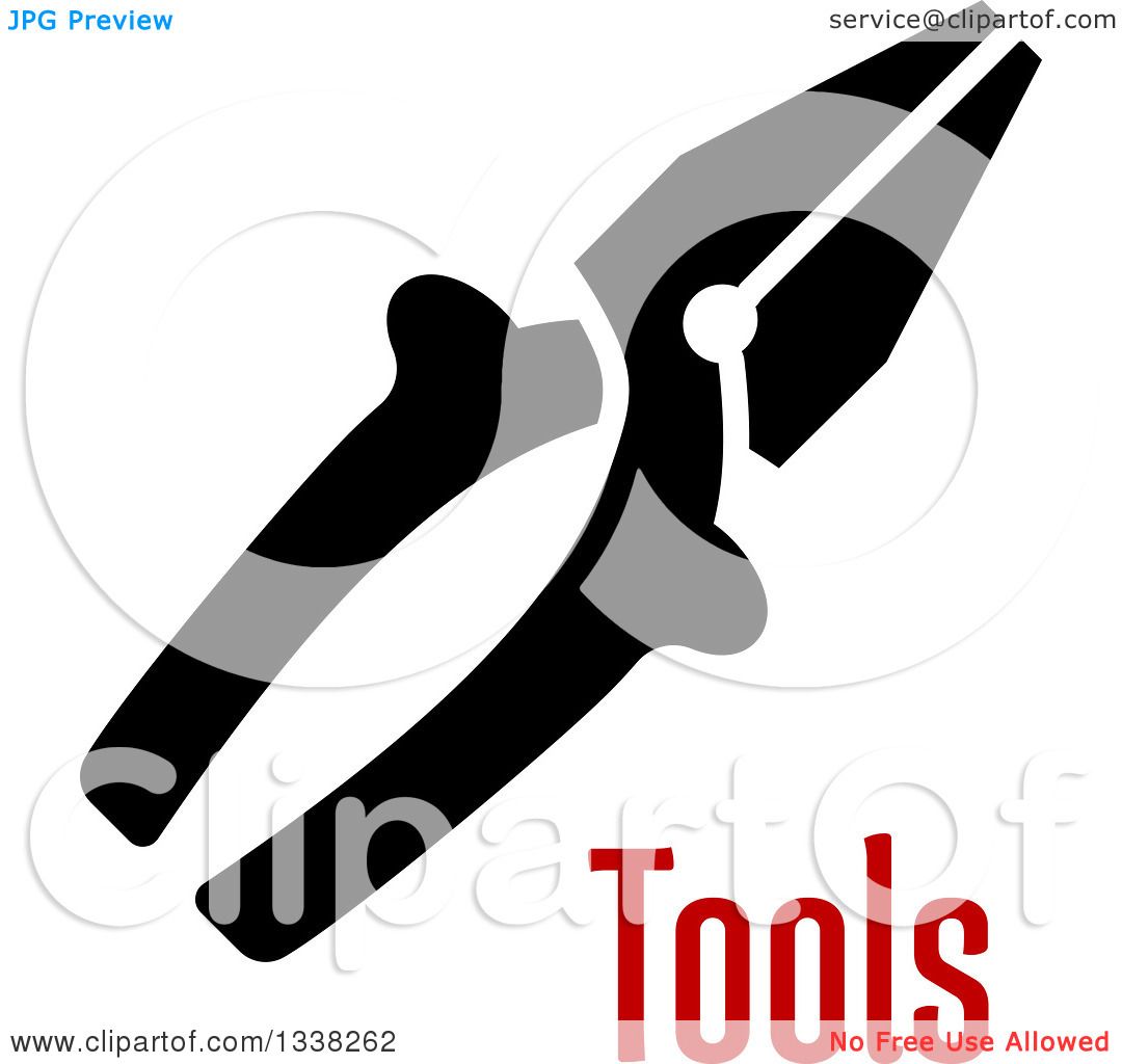 Clipart of a Black Pair of Pliers over Tools Text.