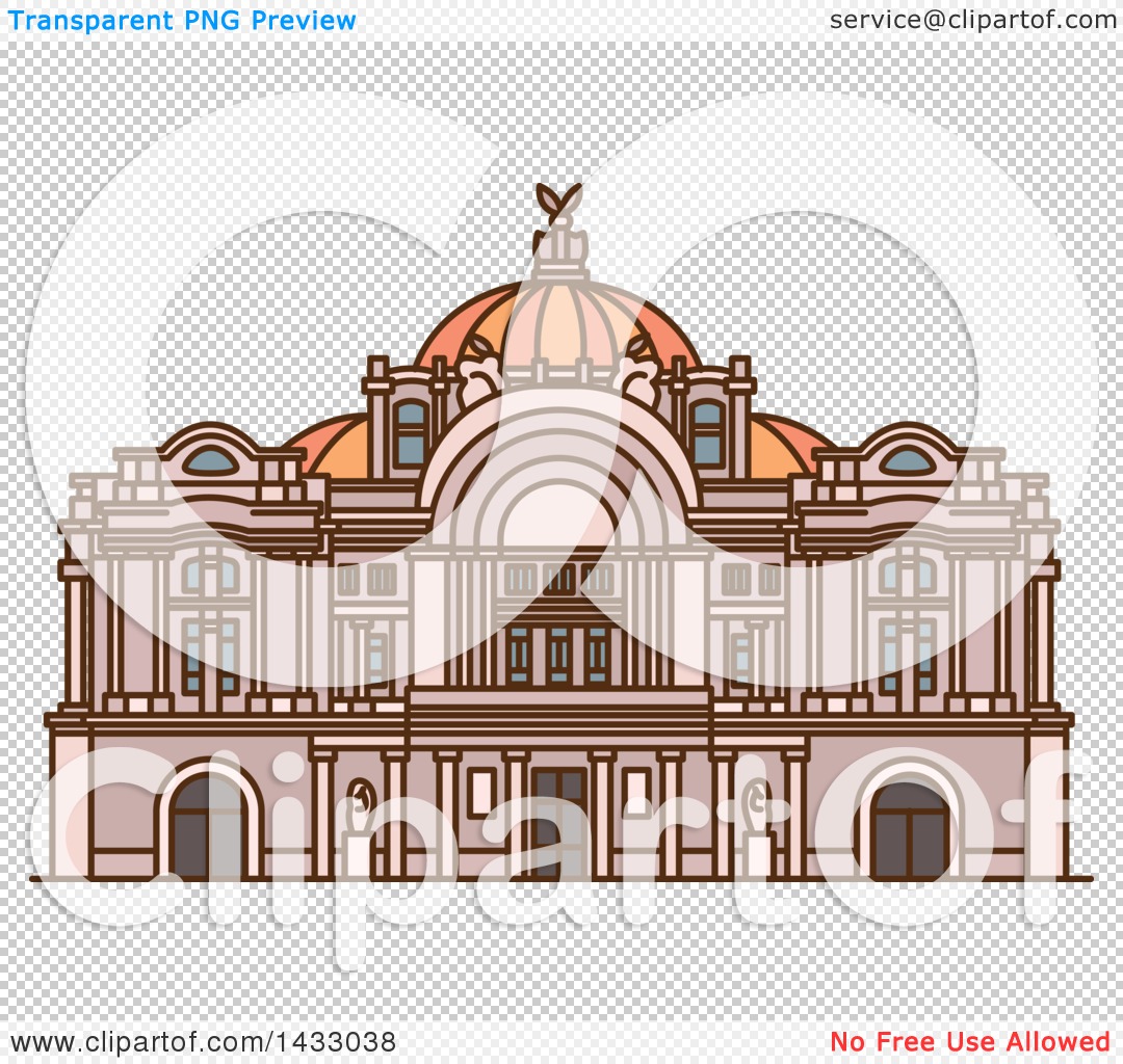 Clipart of a Line Drawing Styled Mexican Landmark, Mexico Palace.