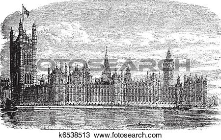 Clipart of Palace of Westminster or Houses of Parliament in London.