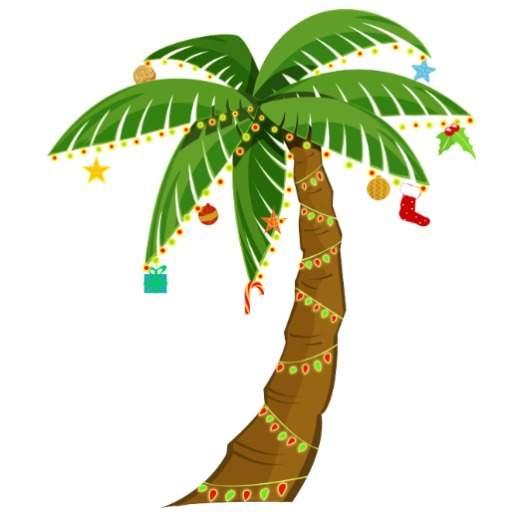 Transparent Palm Tree With Christmas Lights Clipart.