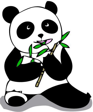 Panda Eating Bamboo Clipart.
