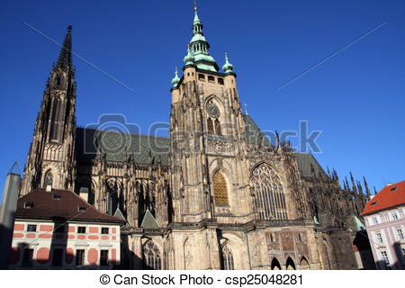 Stock Illustration of St Vitus Cathedral, Prague.