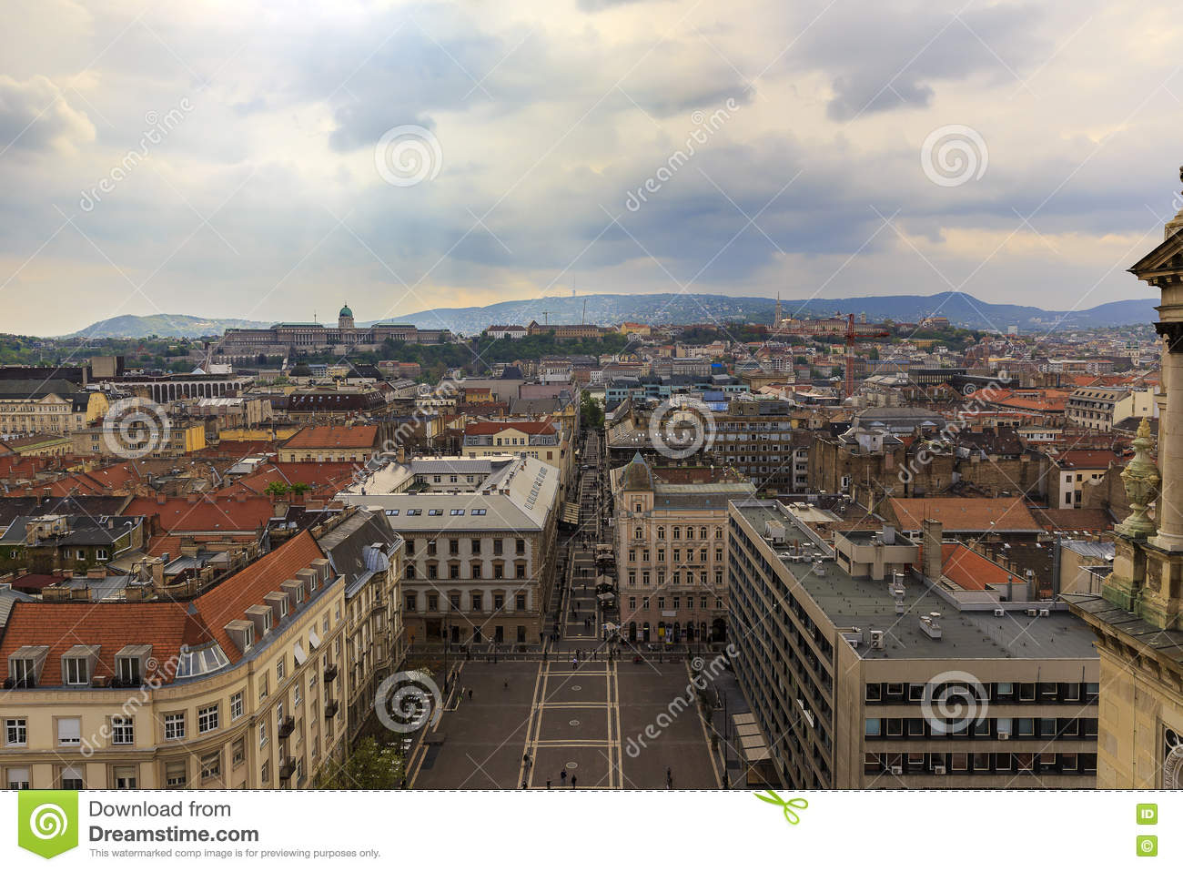 Budapest Panorama.View From St. Stephen's Basilica Stock Photo.