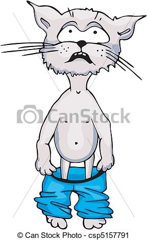 Vector Clip Art of Kitty wihout pants.