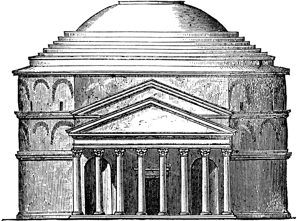 Façade of the Pantheon at Rome.