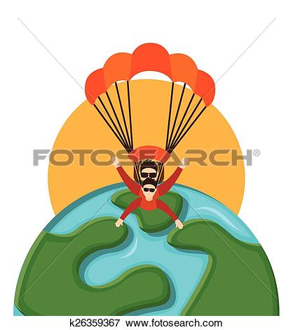 Clip Art of parachute fly k26359367.