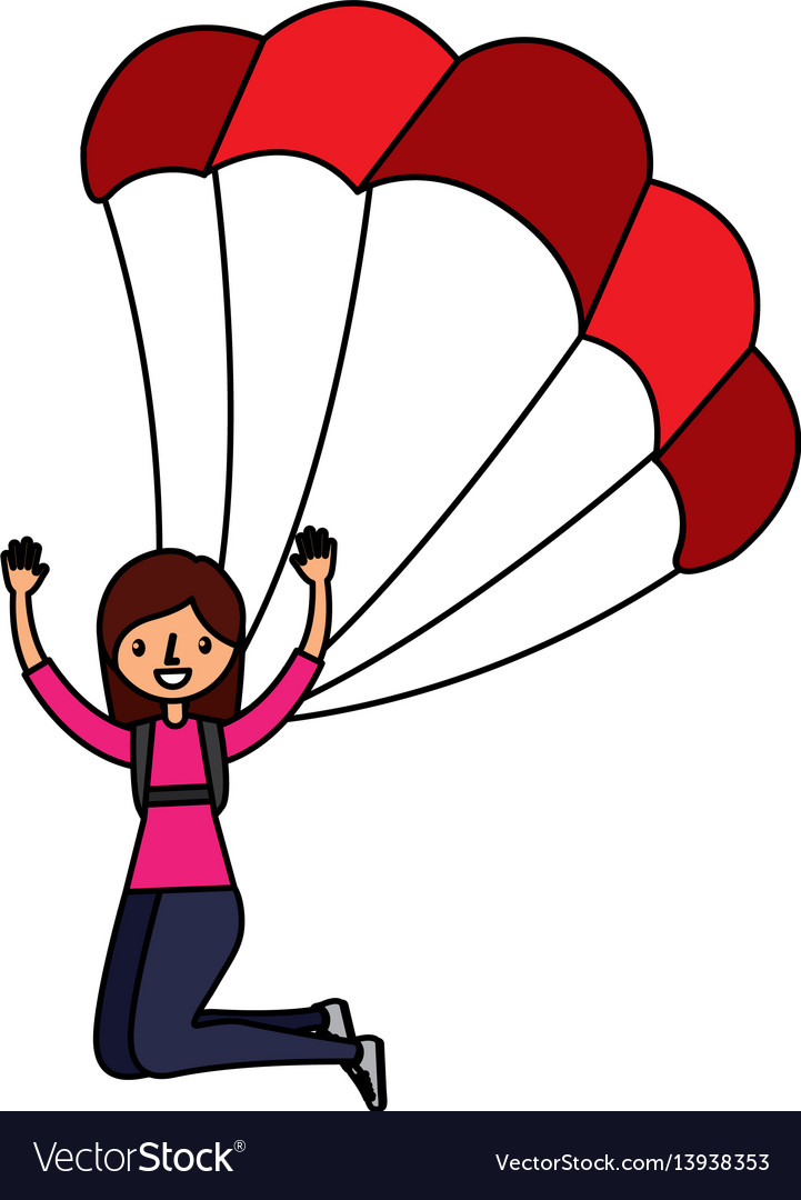 Young woman with parachute.