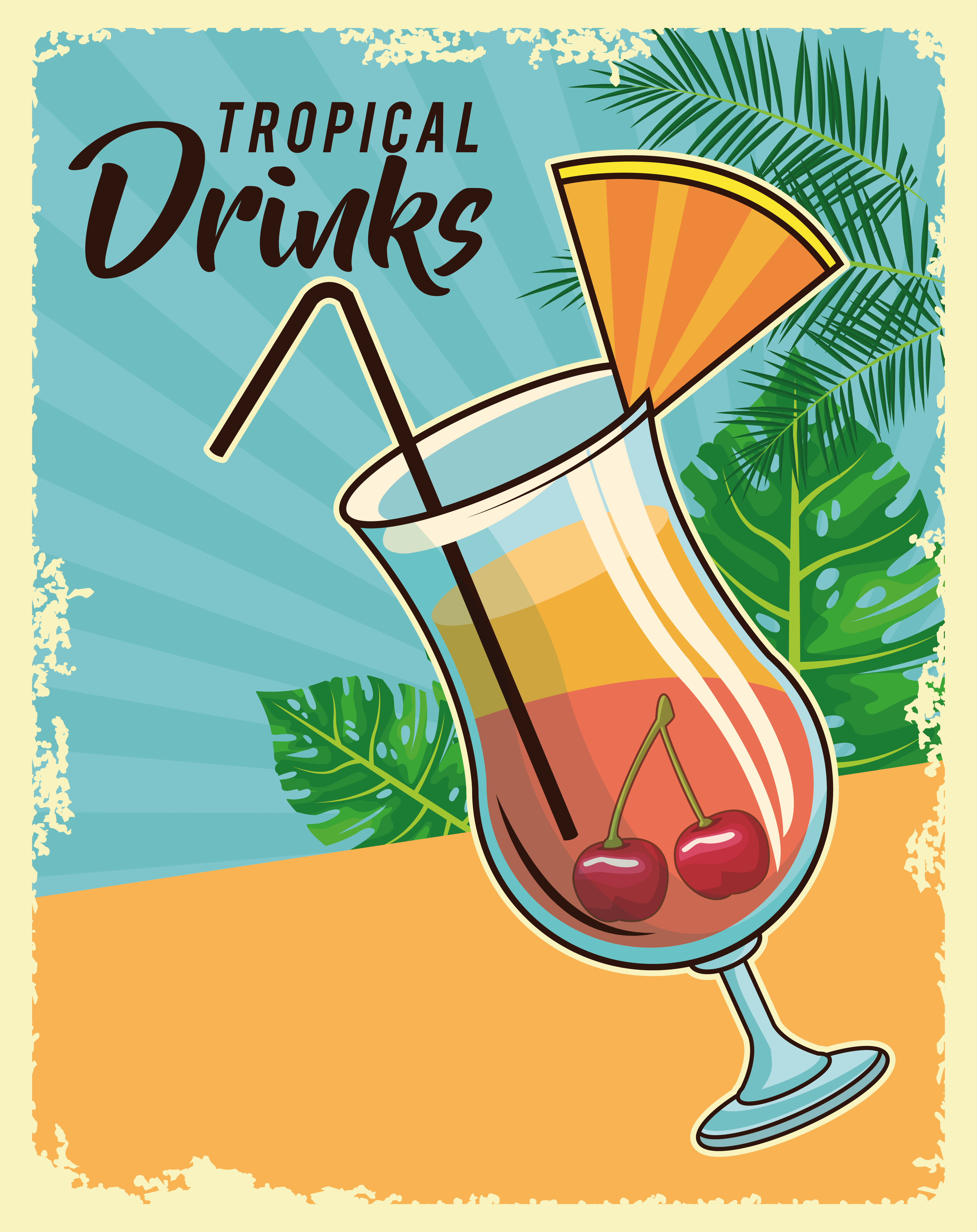 tropical cocktail poster.