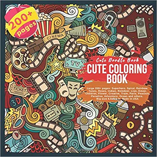 Cute Coloring Book Large 200+ pages: Superhero, Spiral.