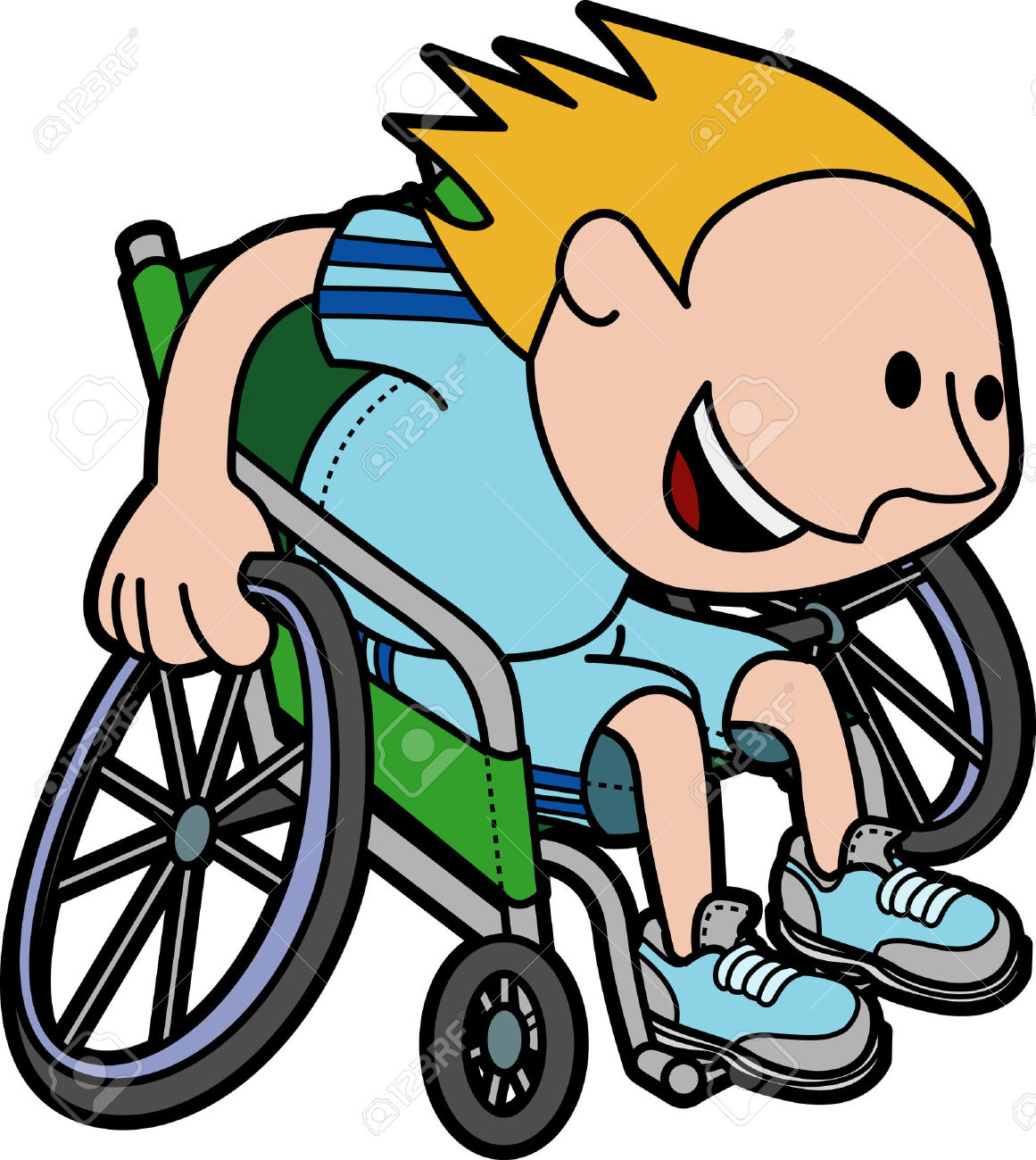 Illustration Of Young Boy Athlete Racing In Wheelchair Royalty.