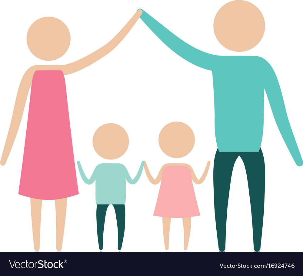 Color silhouette pictogram parents holding hands.