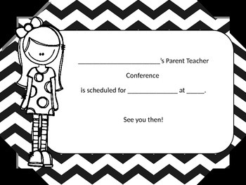Parent Teacher Conference Reminder Cards (Editable).