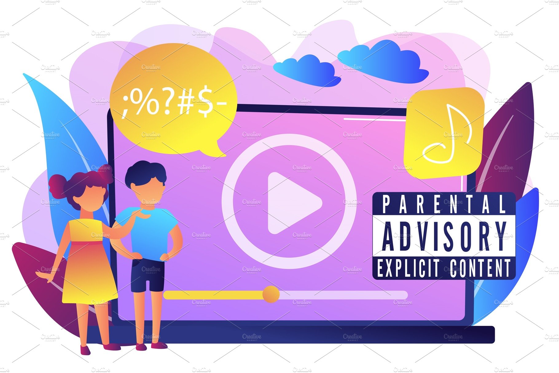 Parental advisory music concept.