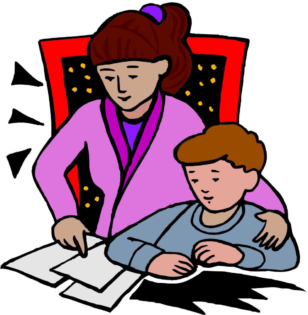 mom helping with homework clipart