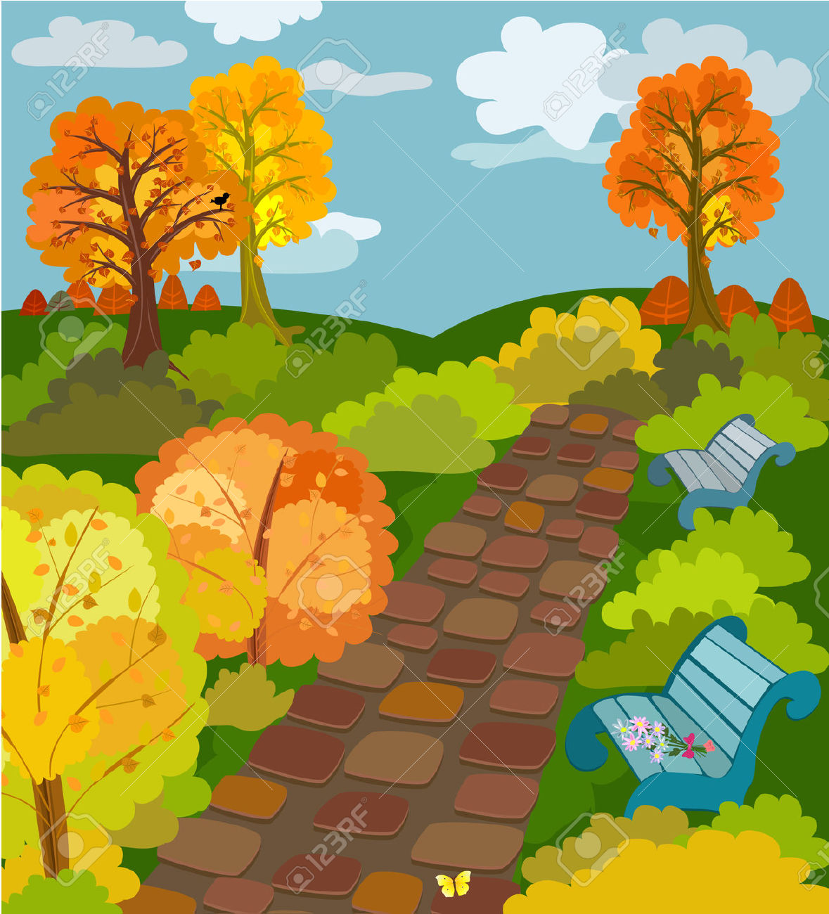beautiful autumn scenery drawing