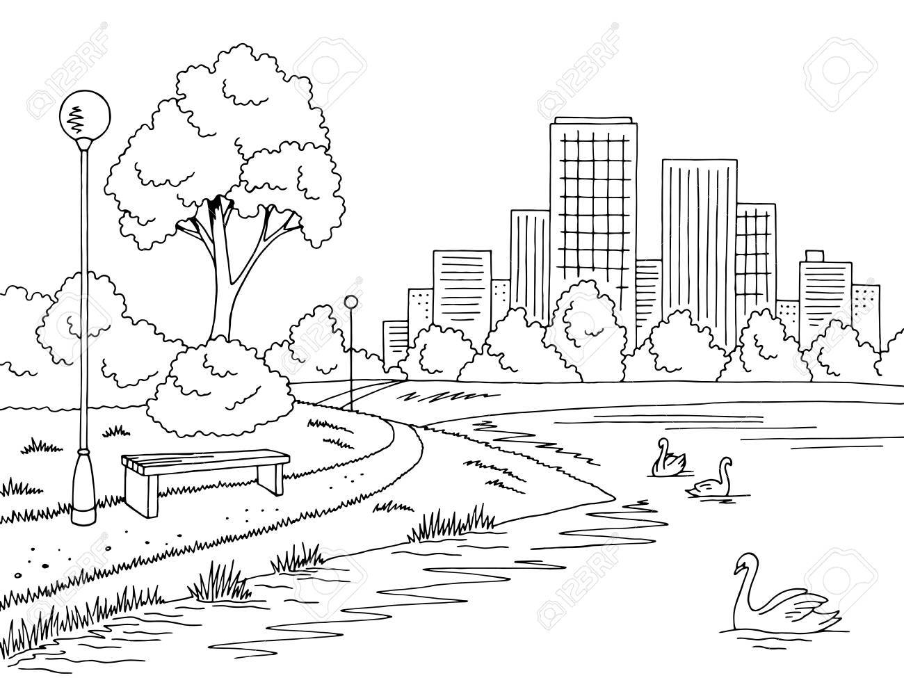 Park ClipArt Black And White