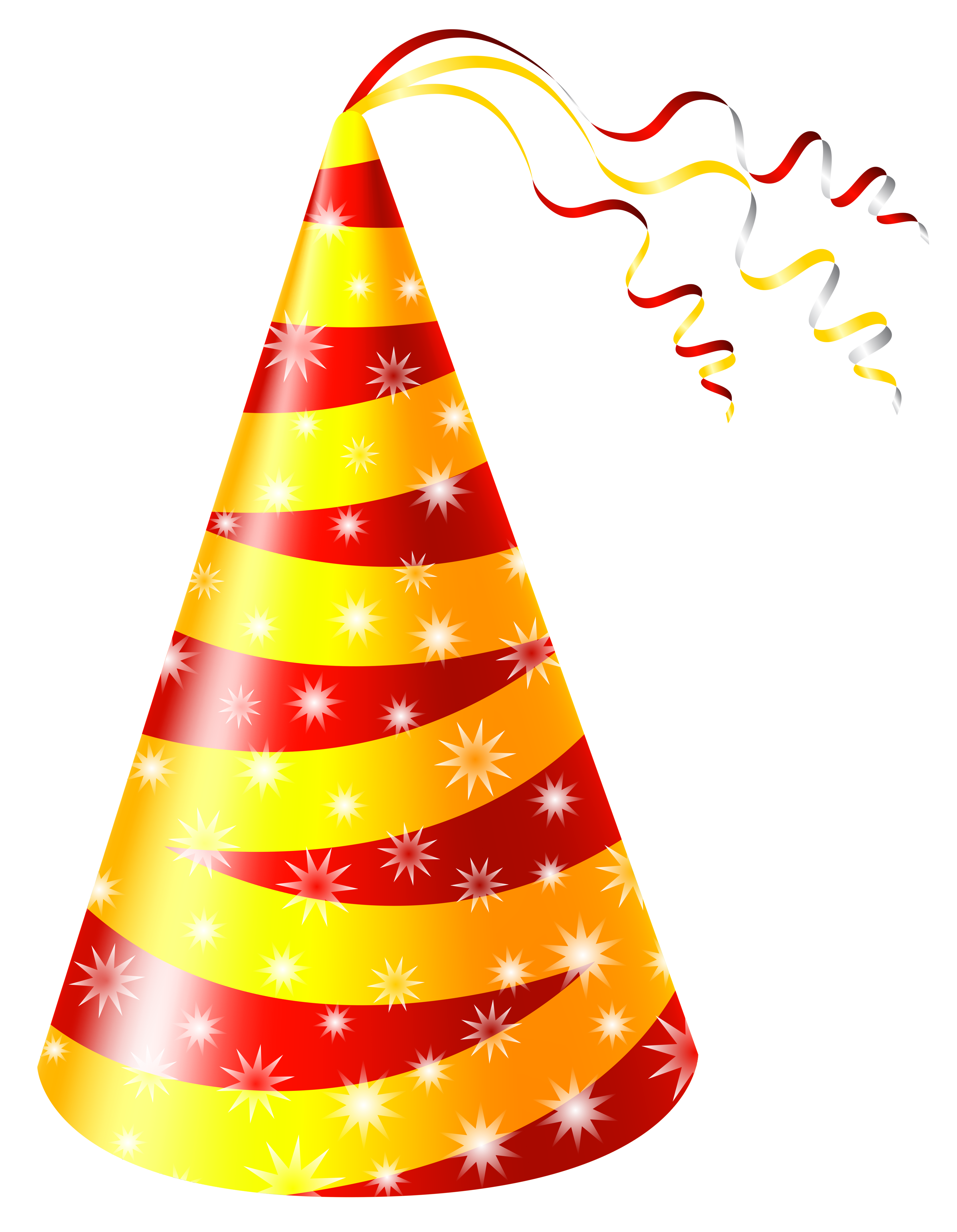 Yellow and Red Party Hat PNG Clipart Image.