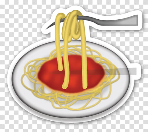 EMOJI STICKER , spaghetti on plate transparent background.