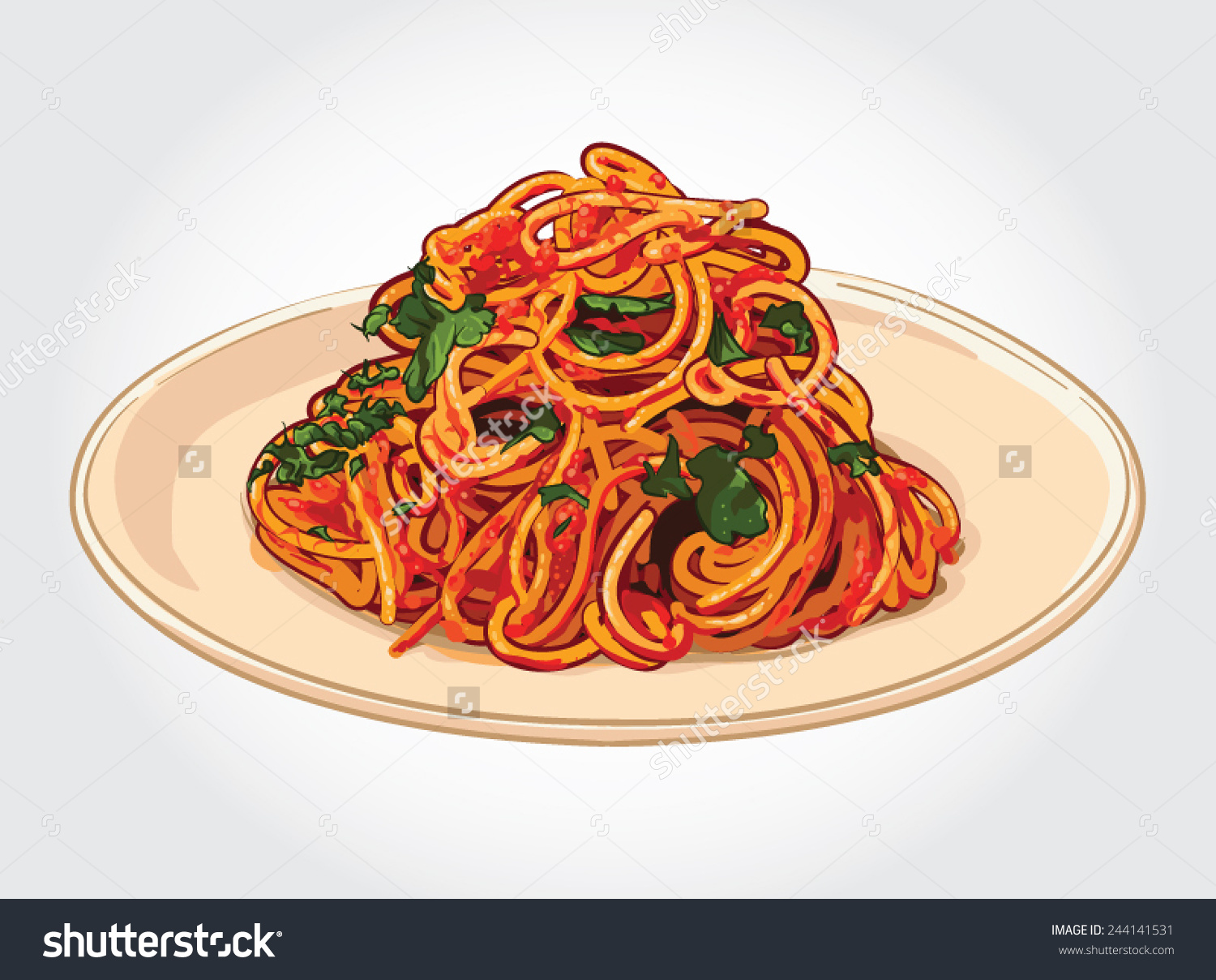 Тарелка со спагетти вектор