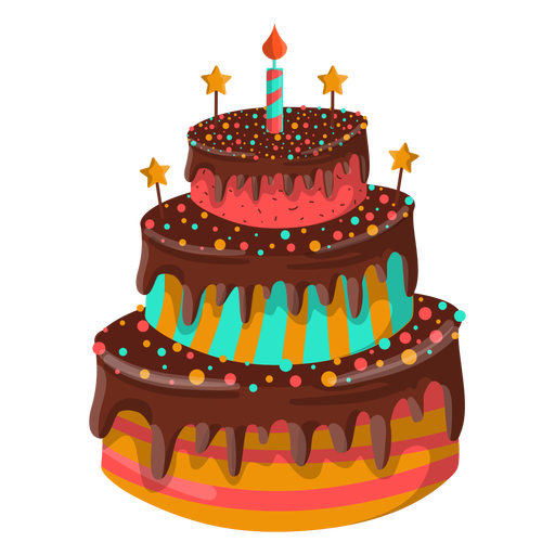Ilustración de pastel de cumpleaños de chocolate.