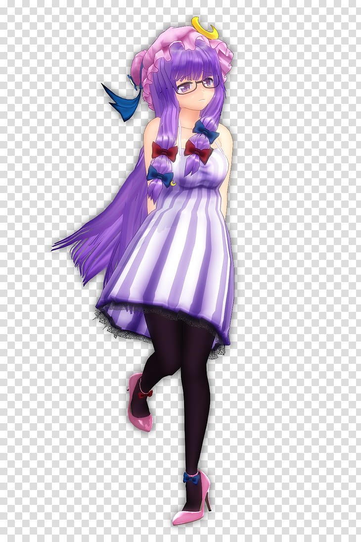 Casual Patchouli, woman character with purple long hair.