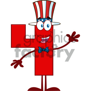 Royalty Free RF Clipart Illustration Happy Patriotic Red Number Four  Cartoon Mascot Character Wearing A USA Hat Waving Vector Illustration  Isolated On.