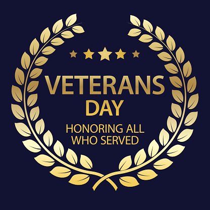 Veterans Day background with Golden Laurel Wreath. USA.