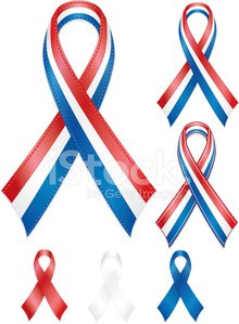 Patriotic Awareness OR Award Ribbons Set IN Red, White, Blue.