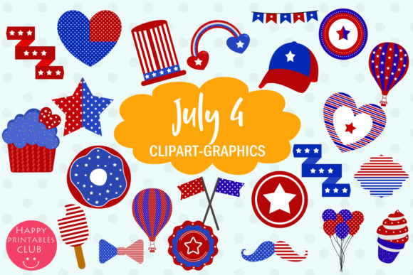 July 4 Patriotic Clipart Graphics.