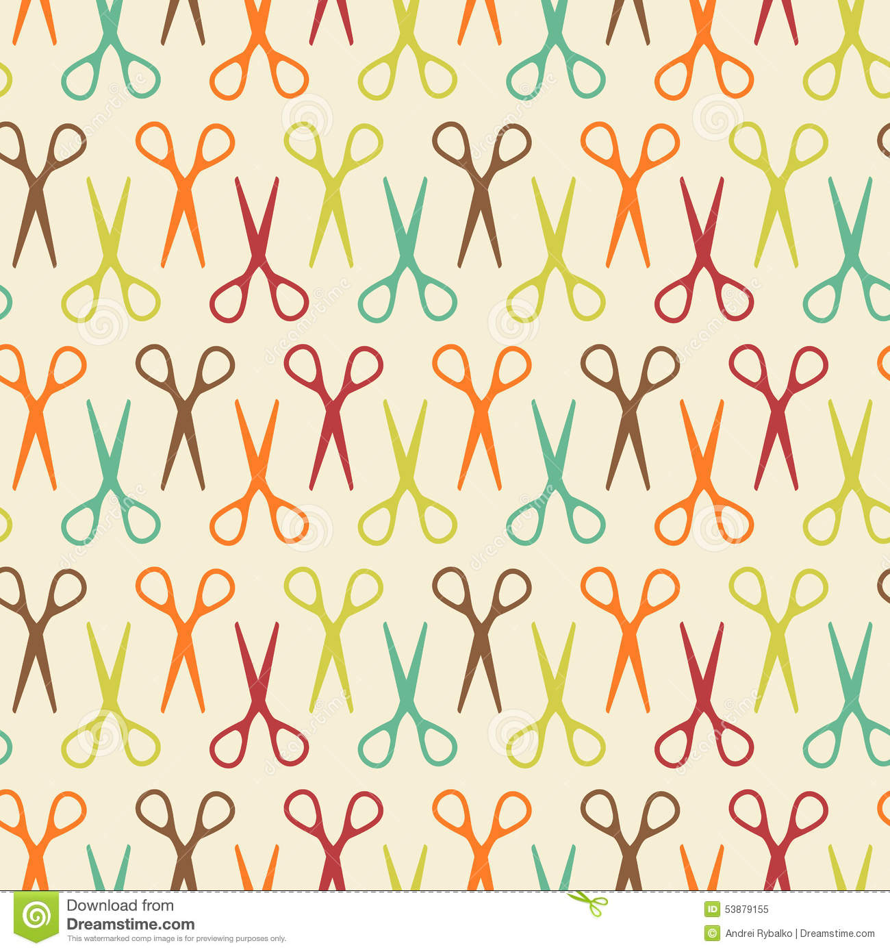 Seamless Pattern With Scissors Stock Vector.