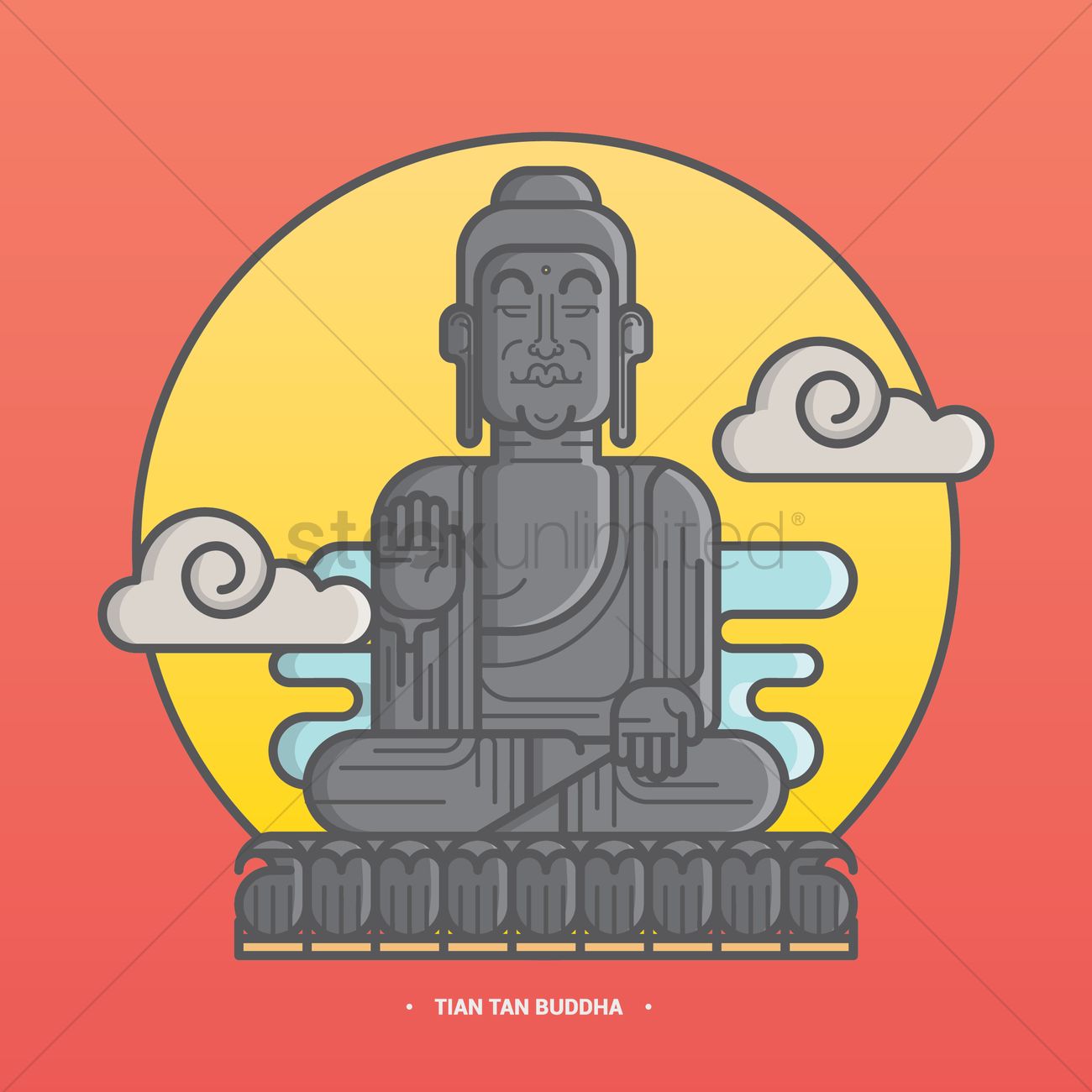 Tian tan buddha Vector Image.