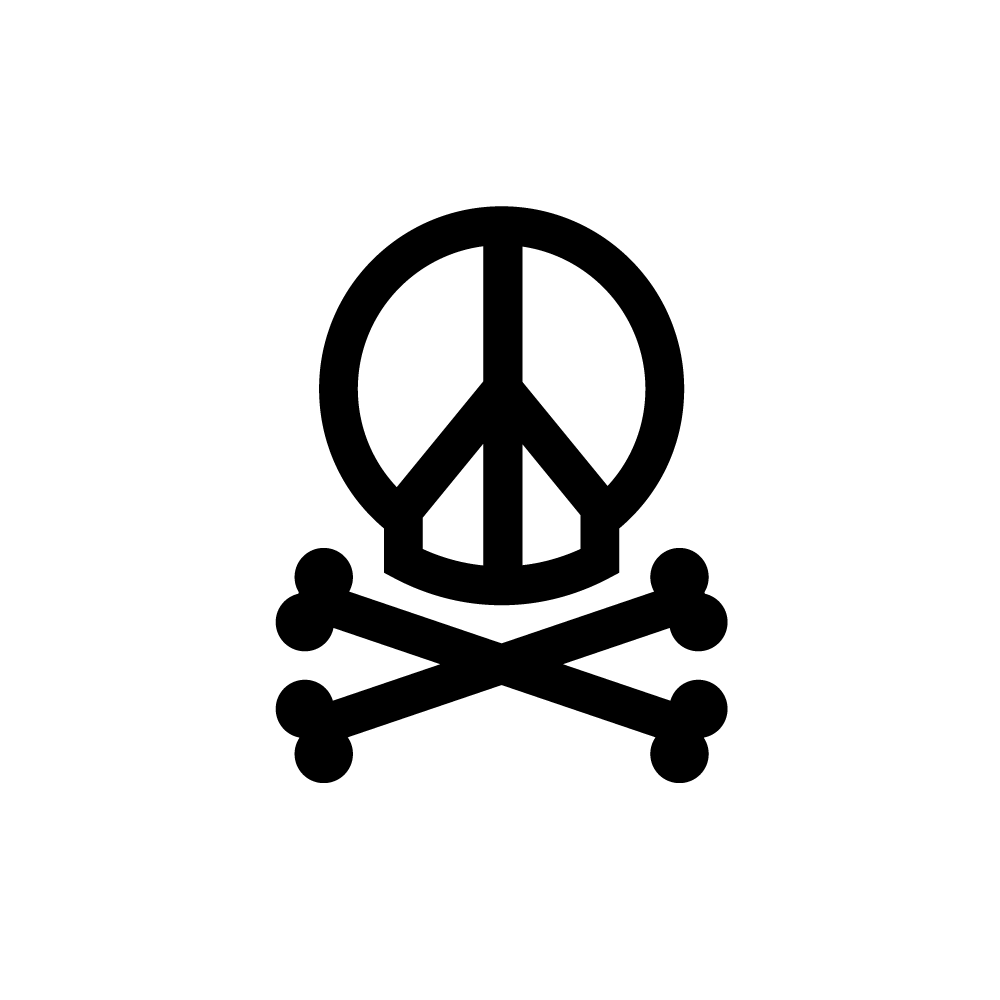 For Sale: Peace Sign Skull and Crossbones Logo Design.