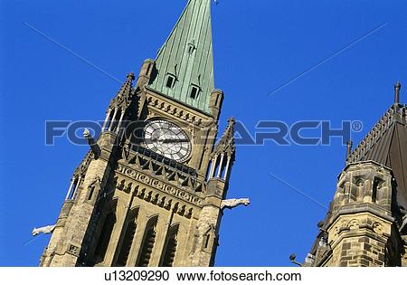 Stock Photography of Peace Tower, Canadian parliament buildings.