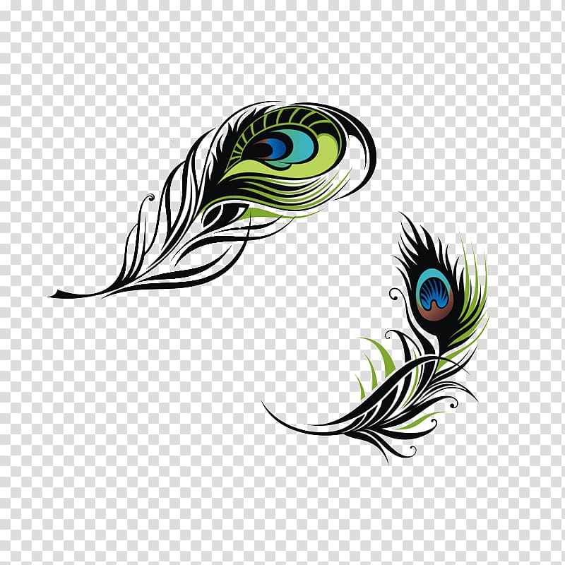 Black, green, and brown floral , Bird Feather Peafowl.